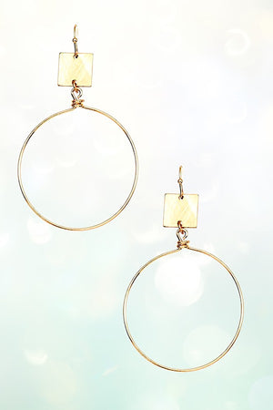 SQUARE LINK HOOP DANGLE EARRING