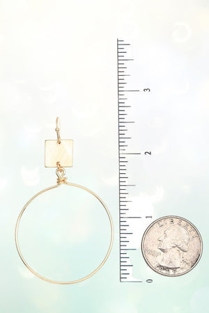SQUARE LINK HOOP DANGLE EARRING