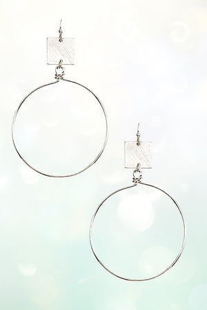 SQUARE LINK HOOP DANGLE EARRING
