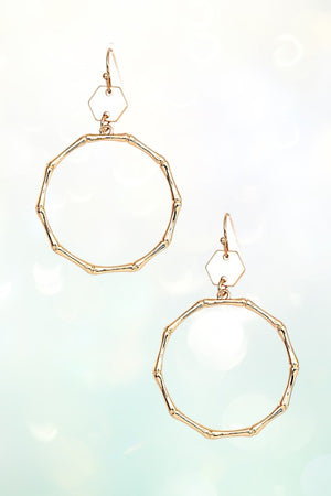 HEXAGON BAMBOO LIKE DANGLE EARRING