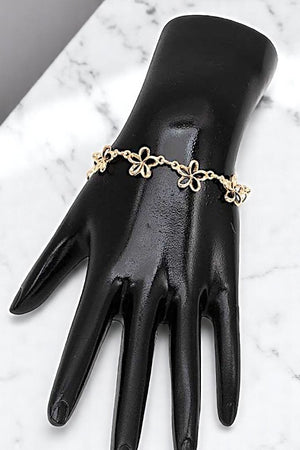 Floral Outline Link Chain Bracelet