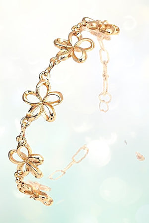 Floral Outline Link Chain Bracelet