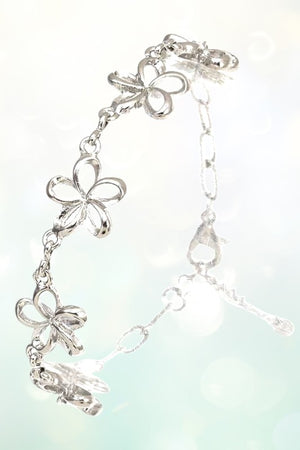 Floral Outline Link Chain Bracelet
