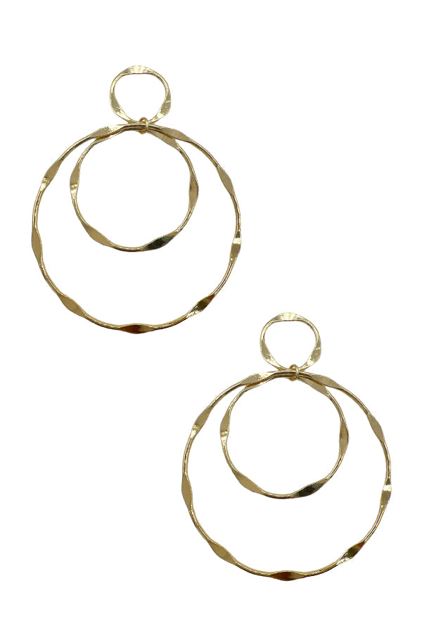 Dimpled Brass Circle Dangle Earring
