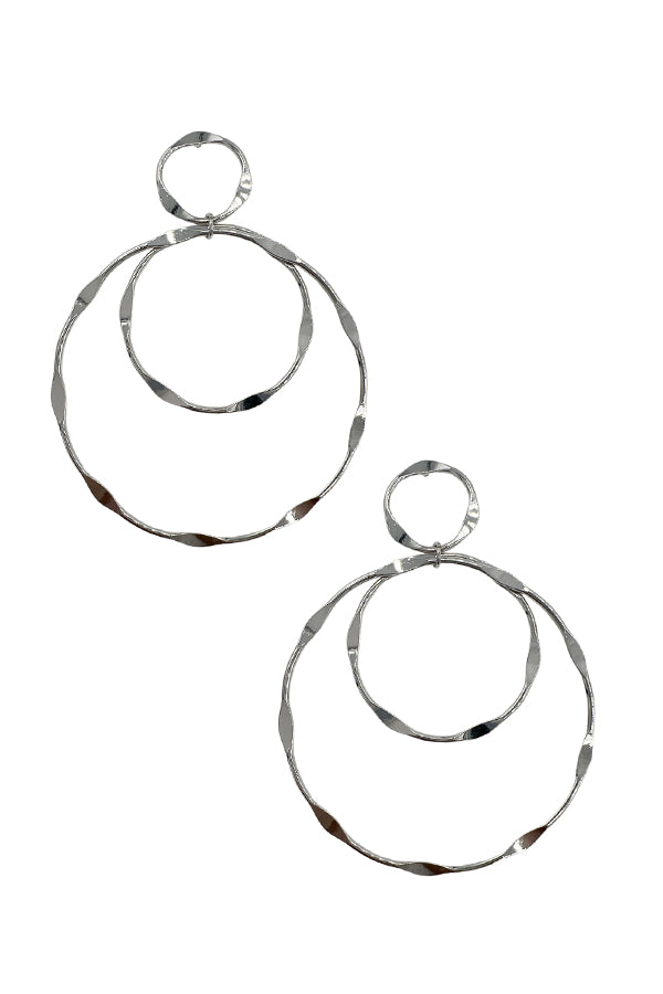 Dimpled Brass Circle Dangle Earring
