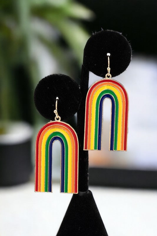 Oblong Rainbow Dangle Earring