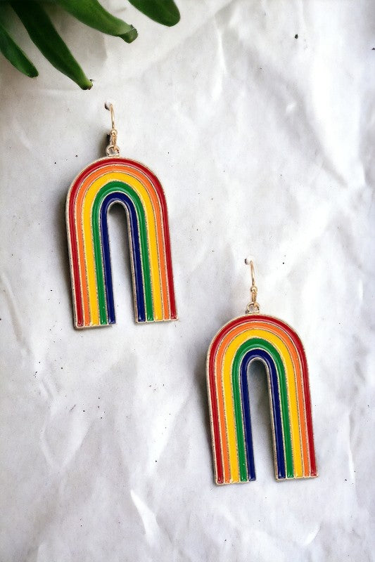 Oblong Rainbow Dangle Earring