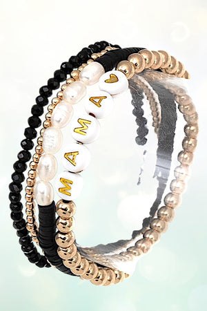 MAMA MULTI BEAD MIX STRETCH BRACELET SET