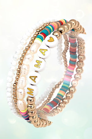 MAMA MULTI BEAD MIX STRETCH BRACELET SET