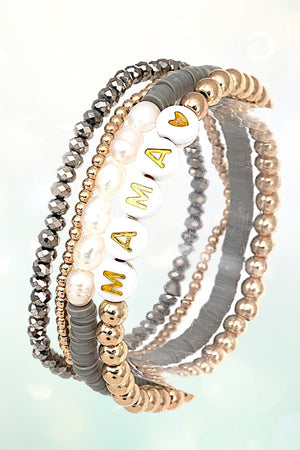 MAMA MULTI BEAD MIX STRETCH BRACELET SET