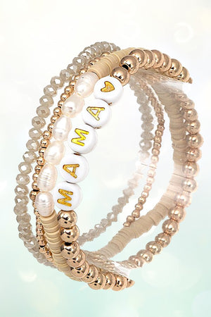 MAMA MULTI BEAD MIX STRETCH BRACELET SET
