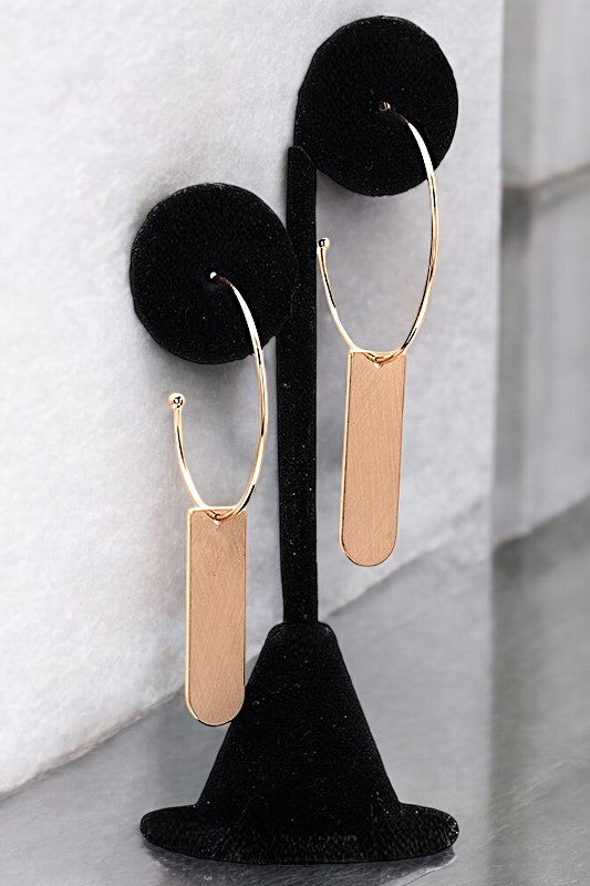 PADDLE DROP SEMI HOOP EARRING