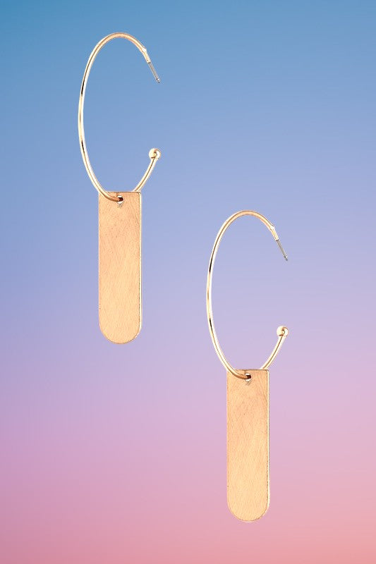 PADDLE DROP SEMI HOOP EARRING