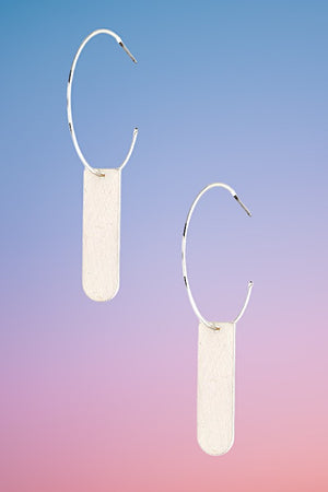 PADDLE DROP SEMI HOOP EARRING