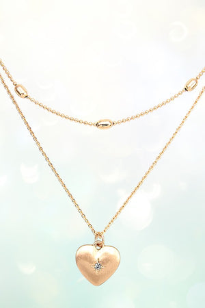 LAYERED HEART PENDANT NECKLACE