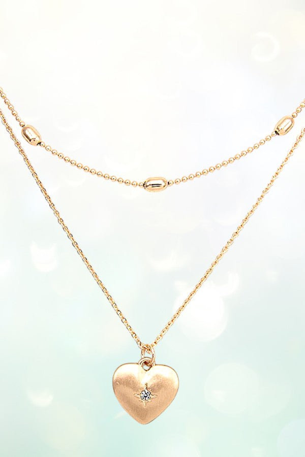 LAYERED HEART PENDANT NECKLACE