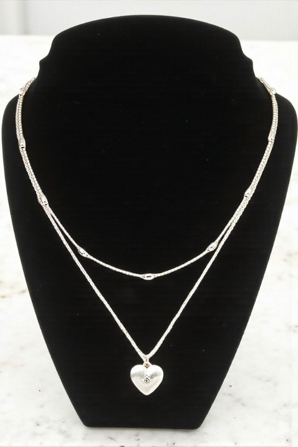 LAYERED HEART PENDANT NECKLACE