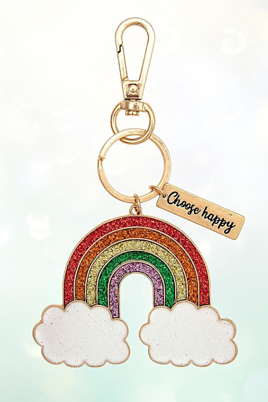 RAINDBOW GLITTER ACCENT KEYCHAIN
