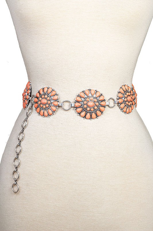 Floral Gem Link Chain Belt