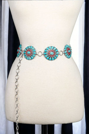 Floral Gem Link Chain Belt