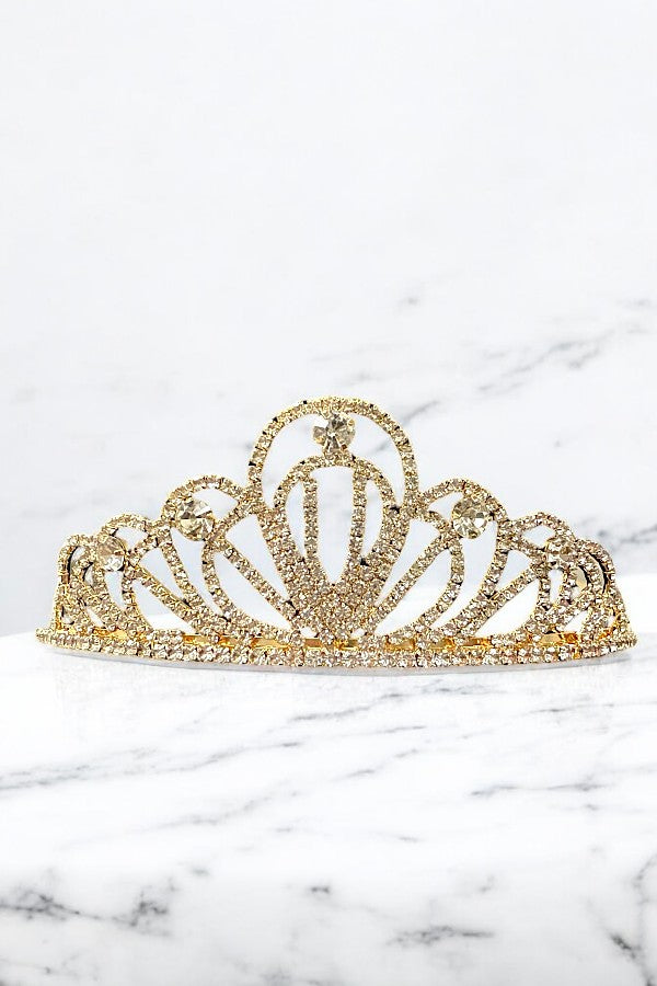 Scalloped Rhinestone Tiara Crown