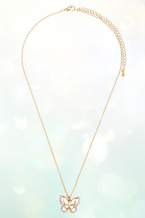 ABALONE AND MOP BUTTERFLY PENDANT NECKLACE