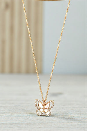 ABALONE AND MOP BUTTERFLY PENDANT NECKLACE