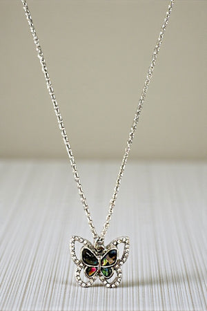 ABALONE AND MOP BUTTERFLY PENDANT NECKLACE