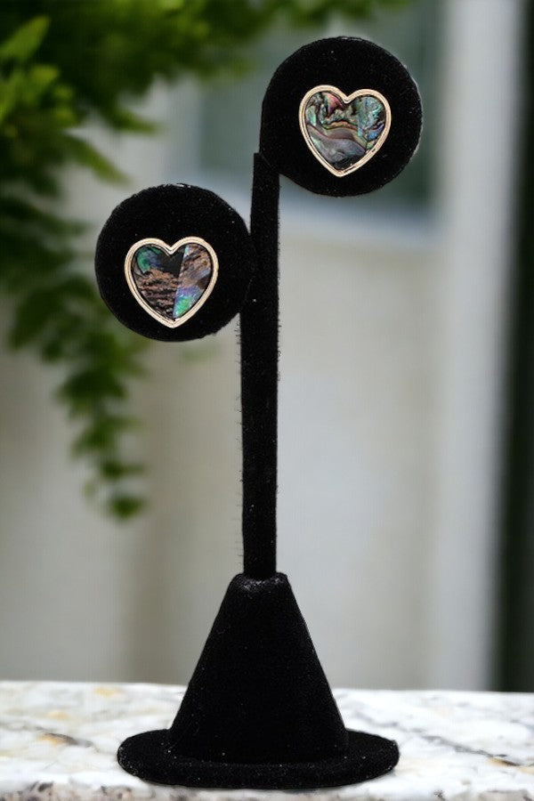 GENUINE ABALONE HEART POST EARRING