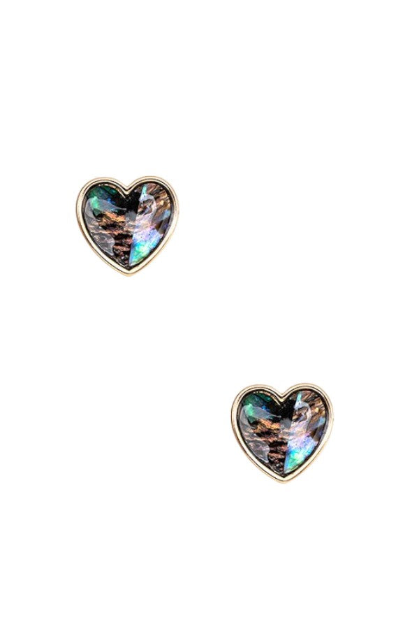 GENUINE ABALONE HEART POST EARRING