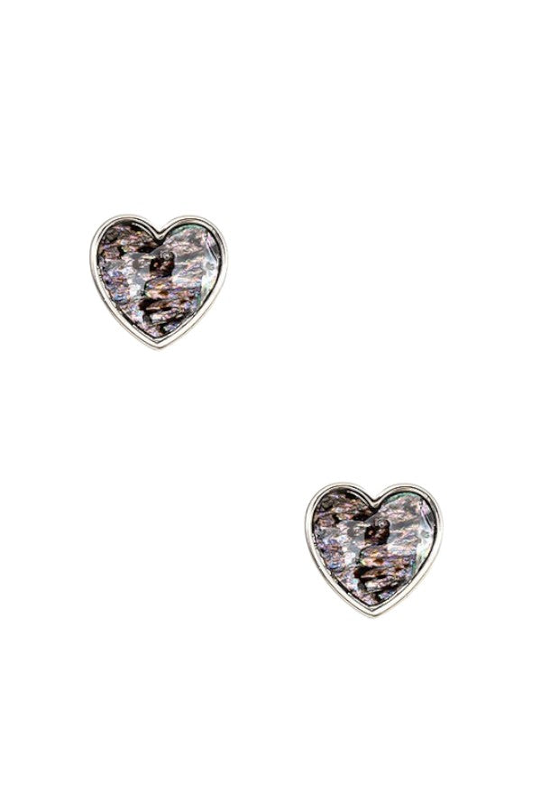 GENUINE ABALONE HEART POST EARRING