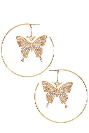 LARGE BUTTERFLY RHINESTONE EARRING