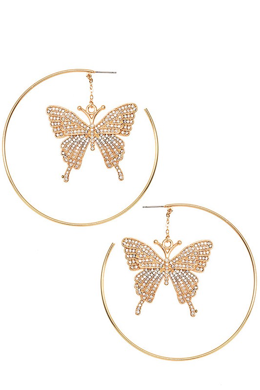 LARGE BUTTERFLY RHINESTONE EARRING