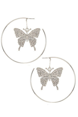 LARGE BUTTERFLY RHINESTONE EARRING