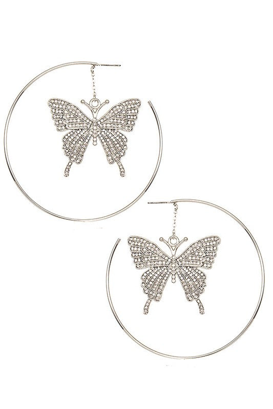 LARGE BUTTERFLY RHINESTONE EARRING