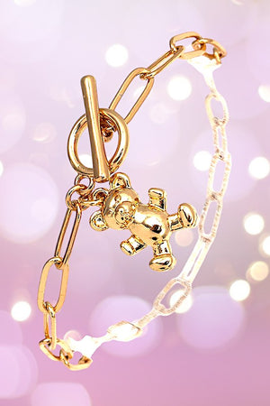 TEDDY BEAR DANGLE CHARM CHAIN BRACELET