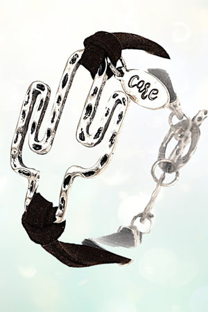 WESTERN CACTUS CUT OUT CHARM BRACELET