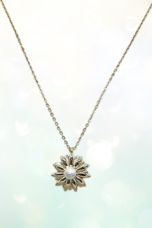 FLORAL TWO TONE PENDANT NECKLACE SET