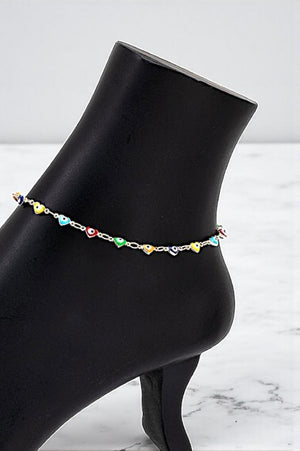 EVIL EYE HEART LINK ANKLET