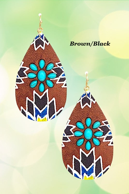 PATTERN FLORAL GEM ACCENT EARRING