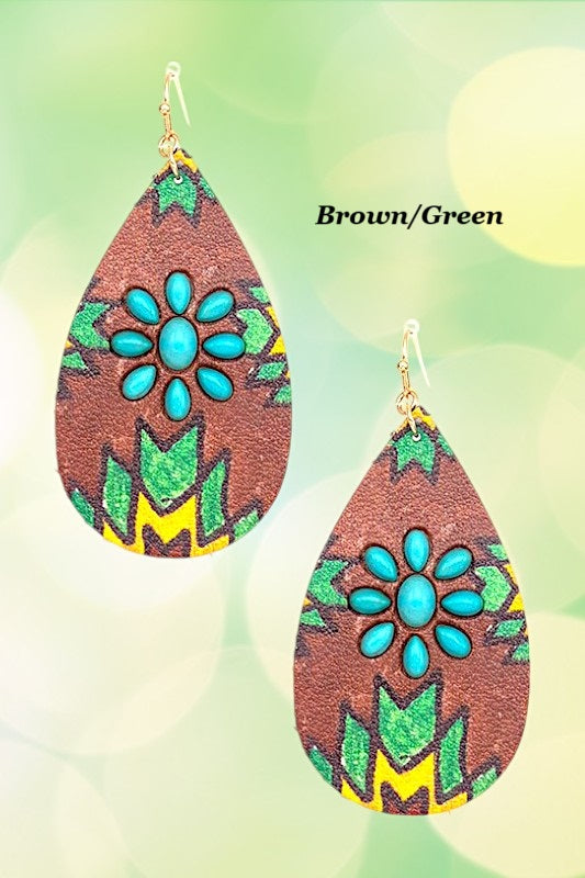 PATTERN FLORAL GEM ACCENT EARRING