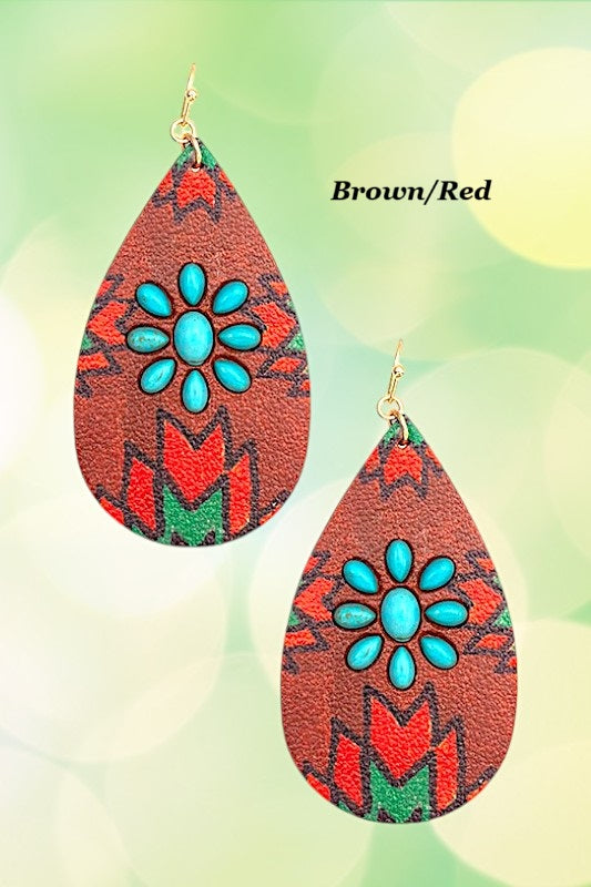 PATTERN FLORAL GEM ACCENT EARRING