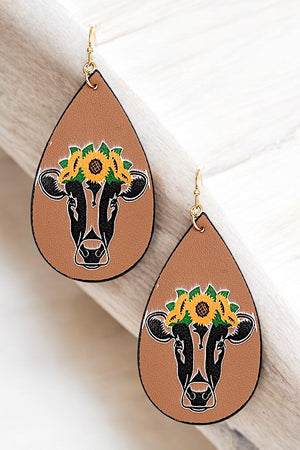 FLORAL COW TEARDROP EARRING