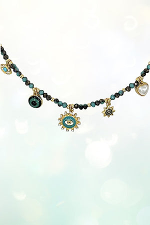 Multi Charm Glass Bead Necklace Set