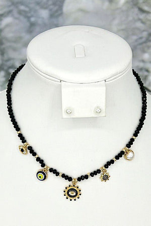 Multi Charm Glass Bead Necklace Set