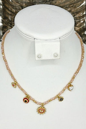 Multi Charm Glass Bead Necklace Set