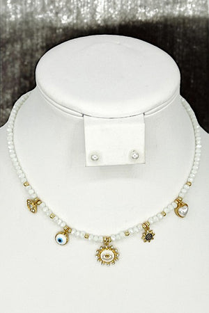 Multi Charm Glass Bead Necklace Set