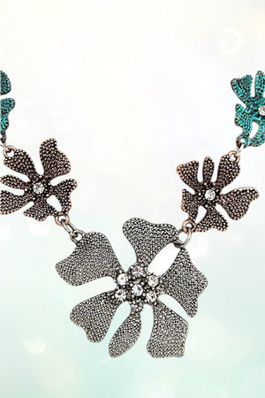 TEXTURED FLORAL LINK NECKLACE SET
