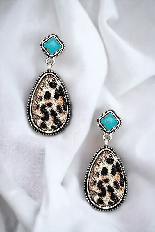 Gemstone Link Animal Teardrop Earring