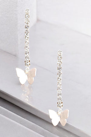 RHINESTONE PAVE DROP BUTTERFLY DANGLE EARRING